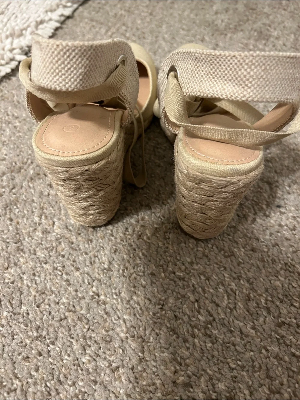 Beige Espadrille Tie-Ankle Wedge 3